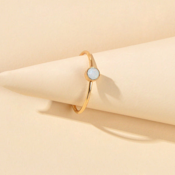 Simple Geometric White Acrylic Decor Gold Finger Wedding Party Wear Ring Jewelry-2