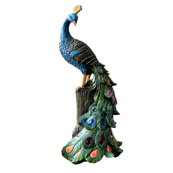 NNETM Solar Peacock Resin Statue Light for Garden Decor-0