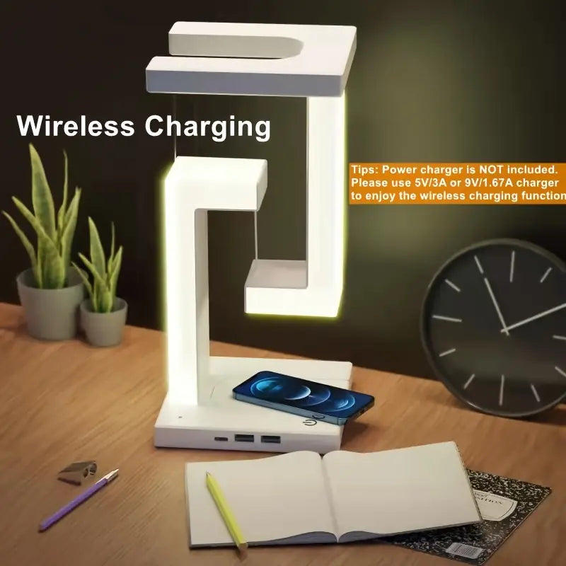 NNETM Floating Desk Lamp With Wireless Charging And USB Output Port-4