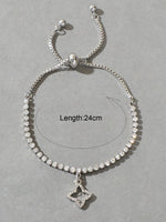 Luxury Full Rhinestone Flower Charm Silver Bracelet Perfect Wedding Gift Jewelry-1