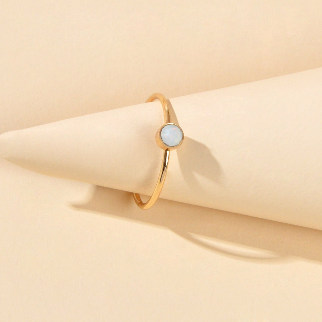 Simple Geometric White Acrylic Decor Gold Finger Wedding Party Wear Ring Jewelry-2