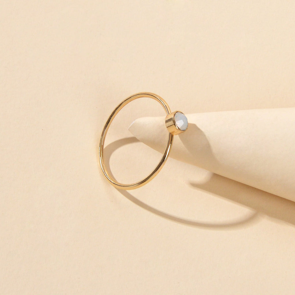 Simple Geometric White Acrylic Decor Gold Finger Wedding Party Wear Ring Jewelry-3