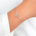 Trendy Jewelry Rhinestone Square Circle Silver Chain Bracelets for Wedding Party-0