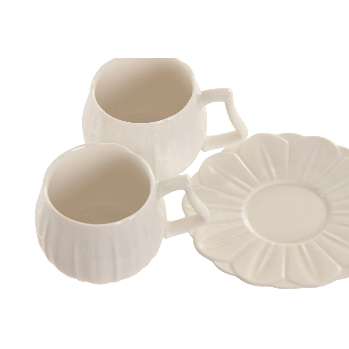 Set of 6 Cups with Plate Home ESPRIT White Porcelain 120 ml-3