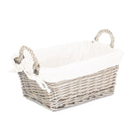 Antique Wash Wicker Handled Lined Storage Basket-1