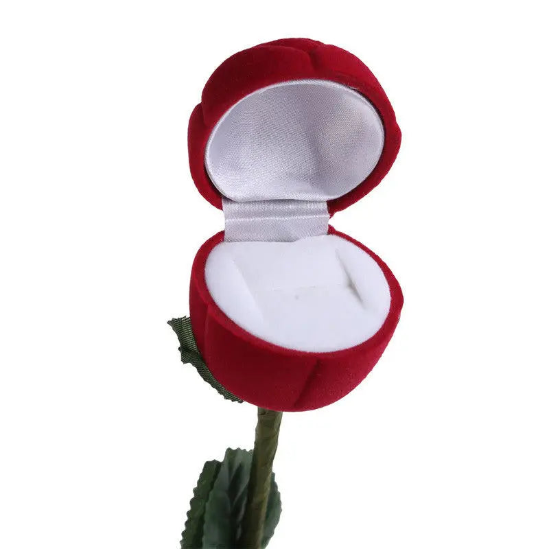 3D Red Rose Jewelry Box Wedding Ring Gift Case-4