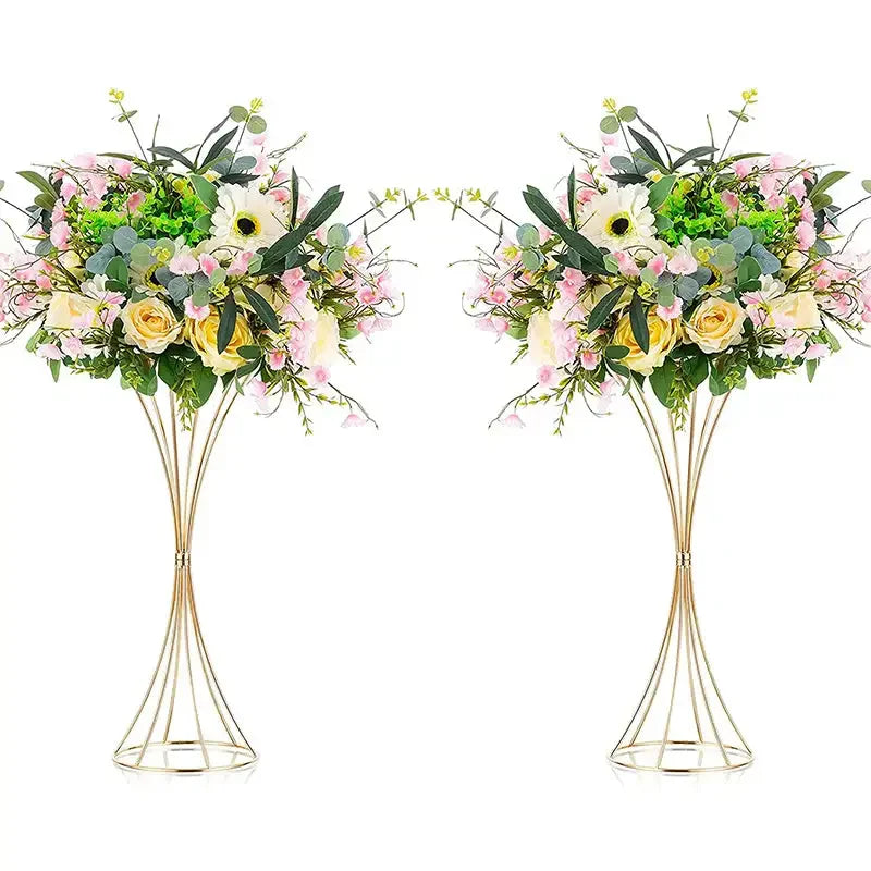 2-Pack Iron Flower Stand Vases Wedding Centerpiece Stands Gold-1
