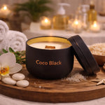 Coco Black – Kokoswachs-Kerze mit Holzdocht in der Dose (100g)-4