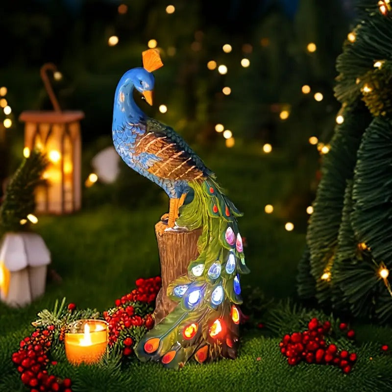 NNETM Solar Peacock Resin Statue Light for Garden Decor-2