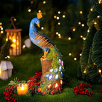 NNETM Solar Peacock Resin Statue Light for Garden Decor-2